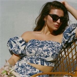 ABERCROMBIE & FITCH MAXI SKIRT SET BLUE FORAL